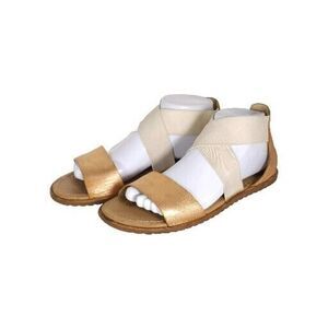 Sorel Women's Ella US8 Natural Rose Gold Leather Crisscross Strap Flat Sandals